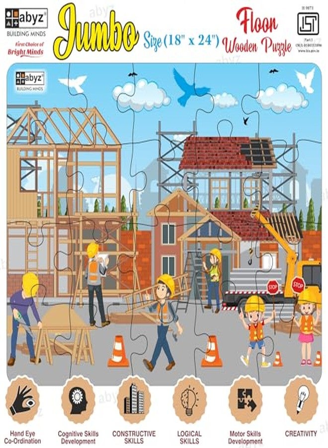 ABYZ Wooden Jigsaw Puzzle - Construction in Process Playset for Fun Educational & Little Explorers, 20-Pieces Puzzle Game with Multicolor | Birthday Gift for (3 Plus Years) Age Kids. - Image 4